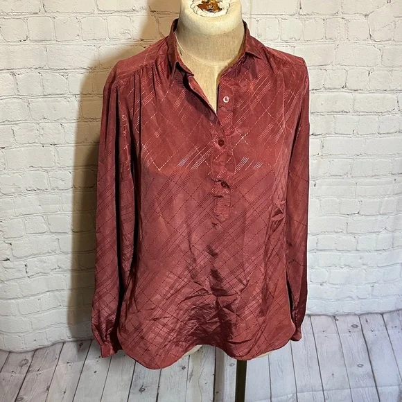 Vintage y2k Western Red Silky Blouse by Exclusively Yours size med - Picture 1 of 5